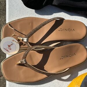Vionic Women's Brown and Gold Sandals